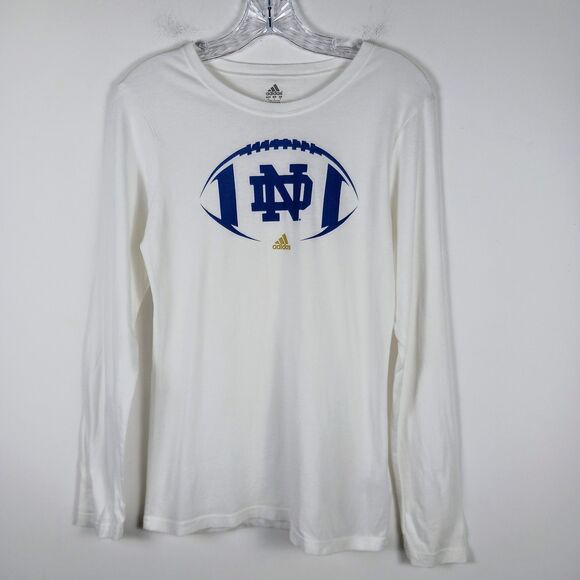Adidas Womens M Long Sleeve Vintage Notre Dame Football Tee - Picture 1 of 7